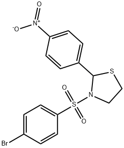 3-((4-bromophenyl)sulfonyl)-2-(4-nitrophenyl)thiazolidine Struktur