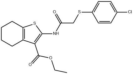 ethyl 2-(2-((4-chlorophenyl)thio)acetamido)-4,5,6,7-tetrahydrobenzo[b]thiophene-3-carboxylate Struktur