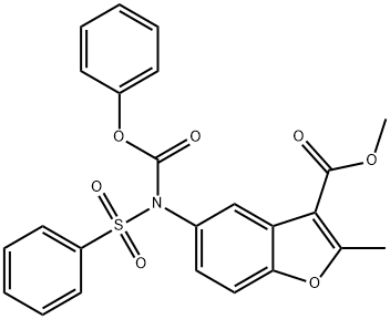 methyl 2-methyl-5-(N-(phenoxycarbonyl)phenylsulfonamido)benzofuran-3-carboxylate Struktur