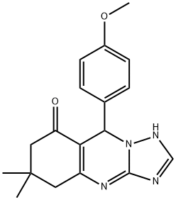 9-(4-methoxyphenyl)-6,6-dimethyl-5,6,7,9-tetrahydro-[1,2,4]triazolo[5,1-b]quinazolin-8(4H)-one Struktur