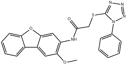 N-(2-methoxydibenzo[b,d]furan-3-yl)-2-[(1-phenyl-1H-tetrazol-5-yl)sulfanyl]acetamide Struktur