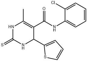 N-(2-chlorophenyl)-6-methyl-4-(thiophen-2-yl)-2-thioxo-1,2,3,4-tetrahydropyrimidine-5-carboxamide Struktur