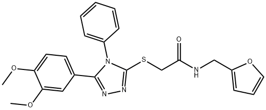 2-[[5-(3,4-dimethoxyphenyl)-4-phenyl-1,2,4-triazol-3-yl]sulfanyl]-N-(furan-2-ylmethyl)acetamide Struktur