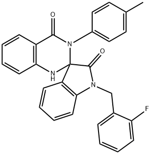 1-(2-fluorobenzyl)-3'-(4-methylphenyl)-1'H-spiro[indole-3,2'-quinazoline]-2,4'(1H,3'H)-dione Struktur