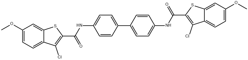 N,N'-4,4'-biphenyldiylbis(3-chloro-6-methoxy-1-benzothiophene-2-carboxamide) Struktur