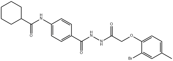 N-[4-({2-[(2-bromo-4-methylphenoxy)acetyl]hydrazino}carbonyl)phenyl]cyclohexanecarboxamide Struktur