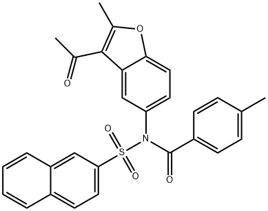 N-(3-acetyl-2-methylbenzofuran-5-yl)-4-methyl-N-(naphthalen-2-ylsulfonyl)benzamide Struktur