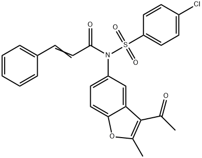 N-(3-acetyl-2-methylbenzofuran-5-yl)-N-((4-chlorophenyl)sulfonyl)cinnamamide Struktur