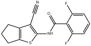 N-(3-cyano-5,6-dihydro-4H-cyclopenta[b]thiophen-2-yl)-2,6-difluorobenzamide Struktur