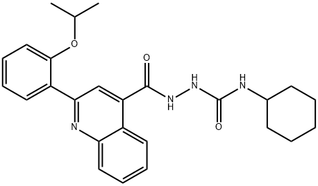 1-cyclohexyl-3-[[2-(2-propan-2-yloxyphenyl)quinoline-4-carbonyl]amino]urea Struktur