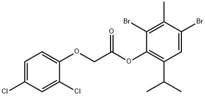 2,4-dibromo-6-isopropyl-3-methylphenyl (2,4-dichlorophenoxy)acetate Struktur