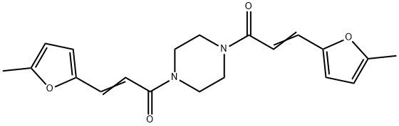 1,4-bis[3-(5-methyl-2-furyl)acryloyl]piperazine Struktur