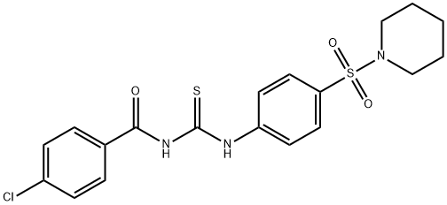 4-chloro-N-({[4-(1-piperidinylsulfonyl)phenyl]amino}carbonothioyl)benzamide Struktur