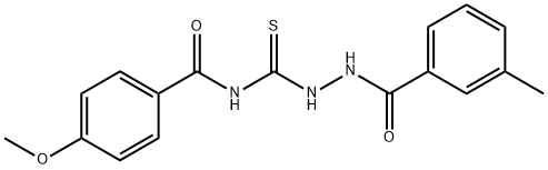 4-methoxy-N-{[2-(3-methylbenzoyl)hydrazino]carbonothioyl}benzamide Struktur