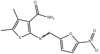 4,5-dimethyl-2-{[(5-nitro-2-furyl)methylene]amino}-3-thiophenecarboxamide Struktur