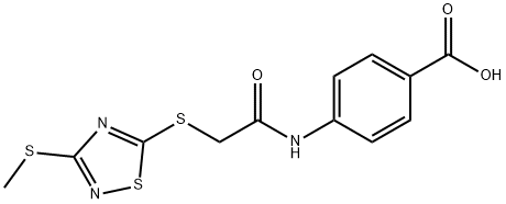 4-[[2-[(3-methylsulfanyl-1,2,4-thiadiazol-5-yl)sulfanyl]acetyl]amino]benzoic acid Struktur