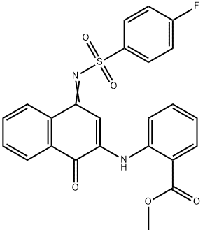 methyl (Z)-2-((4-(((4-fluorophenyl)sulfonyl)imino)-1-oxo-1,4-dihydronaphthalen-2-yl)amino)benzoate Struktur