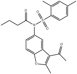 N-(3-acetyl-2-methylbenzofuran-5-yl)-N-((2,4-dimethylphenyl)sulfonyl)butyramide Struktur