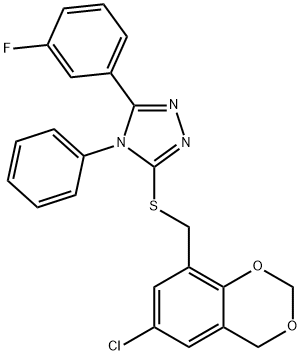 3-{[(6-chloro-4H-1,3-benzodioxin-8-yl)methyl]sulfanyl}-5-(3-fluorophenyl)-4-phenyl-4H-1,2,4-triazole Struktur