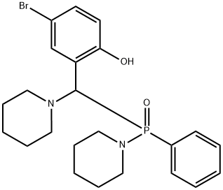 4-bromo-2-[[phenyl(piperidin-1-yl)phosphoryl]-piperidin-1-ylmethyl]phenol Struktur