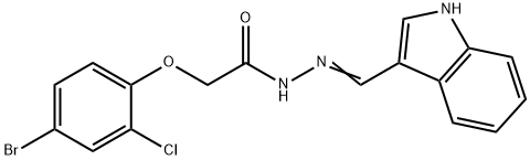 2-(4-bromo-2-chlorophenoxy)-N'-(1H-indol-3-ylmethylene)acetohydrazide Struktur