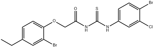 N-{[(4-bromo-3-chlorophenyl)amino]carbonothioyl}-2-(2-bromo-4-ethylphenoxy)acetamide Struktur