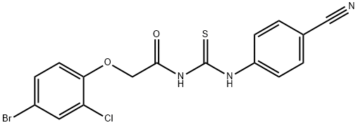 2-(4-bromo-2-chlorophenoxy)-N-{[(4-cyanophenyl)amino]carbonothioyl}acetamide Struktur