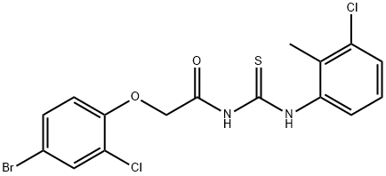 2-(4-bromo-2-chlorophenoxy)-N-{[(3-chloro-2-methylphenyl)amino]carbonothioyl}acetamide Struktur