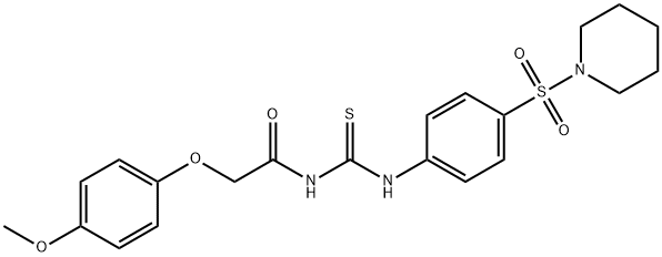 2-(4-methoxyphenoxy)-N-({[4-(1-piperidinylsulfonyl)phenyl]amino}carbonothioyl)acetamide Struktur