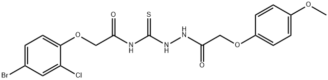 2-(4-bromo-2-chlorophenoxy)-N-({2-[(4-methoxyphenoxy)acetyl]hydrazino}carbonothioyl)acetamide Struktur