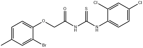 2-(2-bromo-4-methylphenoxy)-N-{[(2,4-dichlorophenyl)amino]carbonothioyl}acetamide Struktur