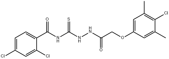 2,4-dichloro-N-({2-[(4-chloro-3,5-dimethylphenoxy)acetyl]hydrazino}carbonothioyl)benzamide Struktur