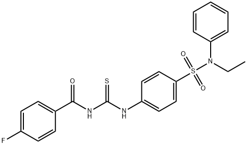 N-{[(4-{[ethyl(phenyl)amino]sulfonyl}phenyl)amino]carbonothioyl}-4-fluorobenzamide Struktur