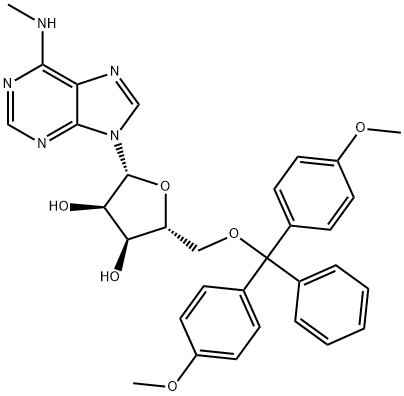 Adenosine, 5'-O-[bis(4-methoxyphenyl)phenylmethyl]-N-methyl- Struktur