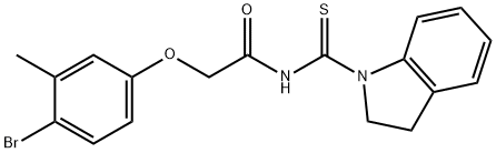 2-(4-bromo-3-methylphenoxy)-N-(2,3-dihydro-1H-indol-1-ylcarbonothioyl)acetamide Struktur