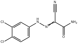 2-cyano-2-[(3,4-dichlorophenyl)hydrazono]acetamide Struktur