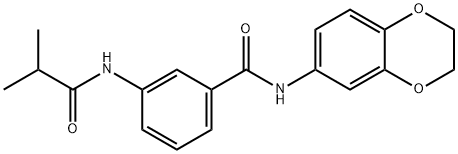 N-(2,3-dihydro-1,4-benzodioxin-6-yl)-3-[(2-methylpropanoyl)amino]benzamide Struktur