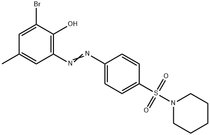 2-bromo-4-methyl-6-{[4-(1-piperidinylsulfonyl)phenyl]diazenyl}phenol Struktur