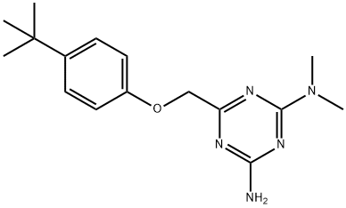 6-(4-tert-Butyl-phenoxymethyl)-N,N-dimethyl-[1,3,5]triazine-2,4-diamine Struktur