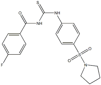 4-fluoro-N-({[4-(1-pyrrolidinylsulfonyl)phenyl]amino}carbonothioyl)benzamide Struktur