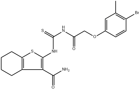 2-[({[(4-bromo-3-methylphenoxy)acetyl]amino}carbonothioyl)amino]-4,5,6,7-tetrahydro-1-benzothiophene-3-carboxamide Struktur