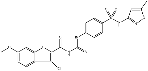 3-chloro-6-methoxy-N-{[(4-{[(5-methyl-3-isoxazolyl)amino]sulfonyl}phenyl)amino]carbonothioyl}-1-benzothiophene-2-carboxamide Struktur