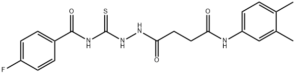 N-[(2-{4-[(3,4-dimethylphenyl)amino]-4-oxobutanoyl}hydrazino)carbonothioyl]-4-fluorobenzamide Struktur