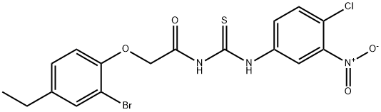 2-(2-bromo-4-ethylphenoxy)-N-{[(4-chloro-3-nitrophenyl)amino]carbonothioyl}acetamide Struktur