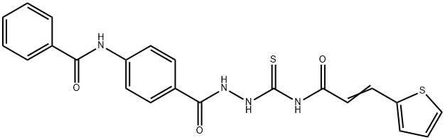 N-(4-{[2-({[3-(2-thienyl)acryloyl]amino}carbonothioyl)hydrazino]carbonyl}phenyl)benzamide Struktur