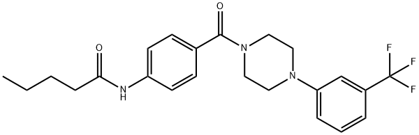 N-[4-[4-[3-(trifluoromethyl)phenyl]piperazine-1-carbonyl]phenyl]pentanamide Struktur