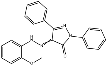 4-[(2-methoxyphenyl)hydrazono]-2,5-diphenyl-2,4-dihydro-3H-pyrazol-3-one Struktur