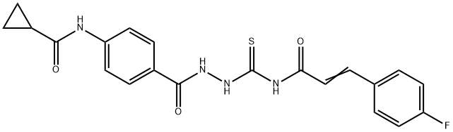 N-(4-{[2-({[3-(4-fluorophenyl)acryloyl]amino}carbonothioyl)hydrazino]carbonyl}phenyl)cyclopropanecarboxamide Struktur