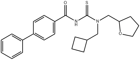 N-{[(cyclobutylmethyl)(tetrahydro-2-furanylmethyl)amino]carbonothioyl}-4-biphenylcarboxamide Struktur