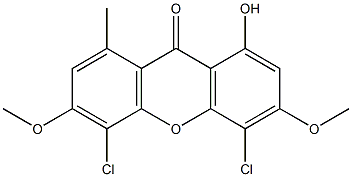 9H-Xanthen-9-one, 4,5-dichloro-1-hydroxy-3,6-dimethoxy-8-methyl- Struktur